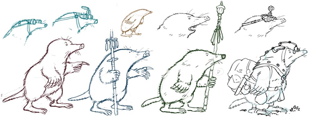 selection of early mole sketches