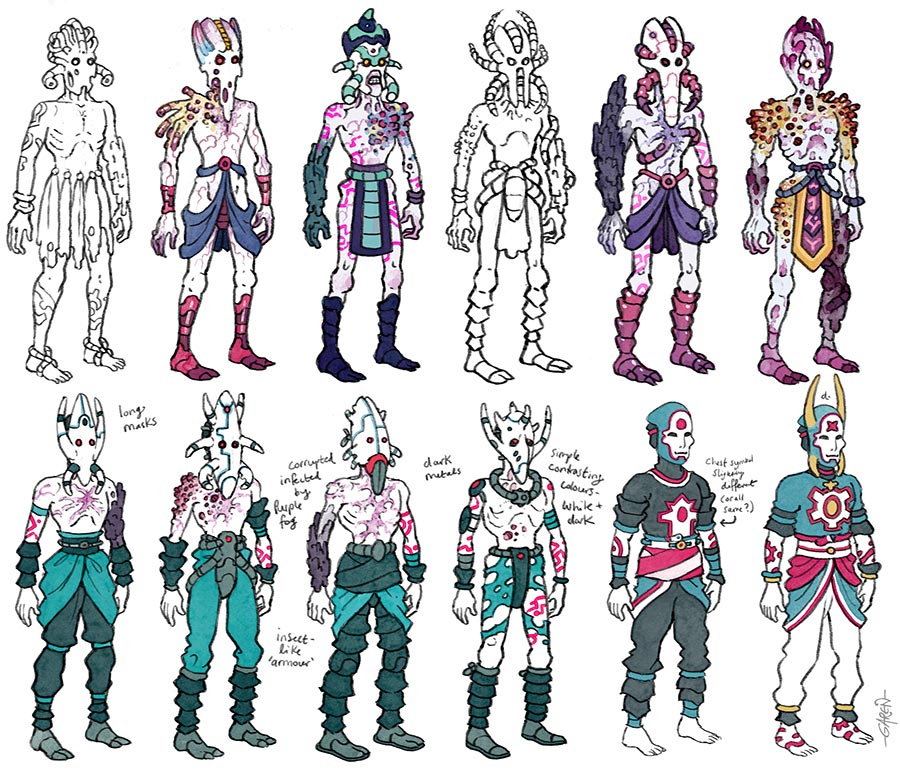 Pale Masks concept sketches