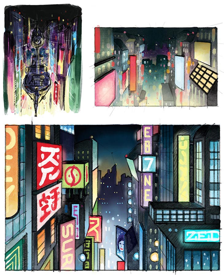 concept board for the city background