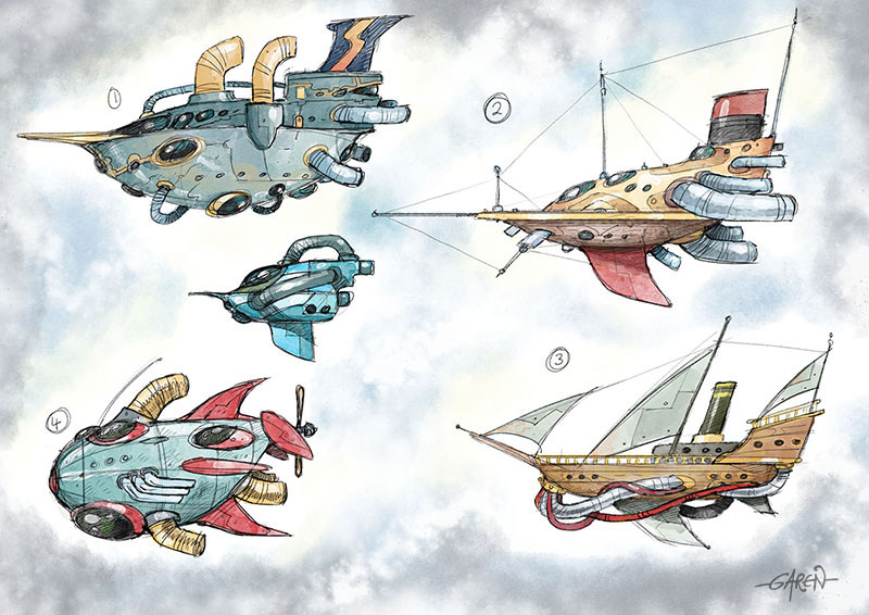 development sketches for the space galleon 1