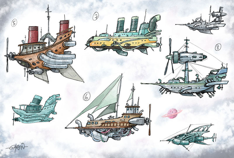 development sketches for the space galleon 2