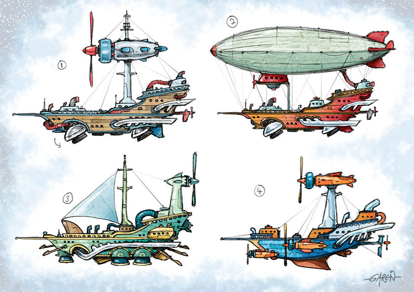 development sketches for the space galleon 3