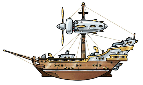 development drawing for the space galleon logo