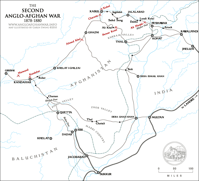 Map of Afghanistan Anglo-Afghan War 1878-80